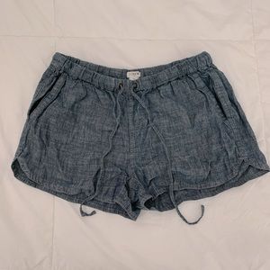 J Crew chambray drawstring linen blend shorts